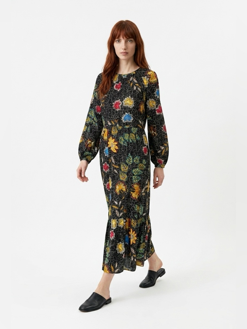NEW floral print  flowy kaftan maxi dress. Puff sleeve Sizes available‎ M L